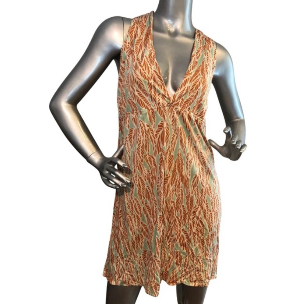 Rare* Mara Hoffman silk Halter dress in leaf pattern